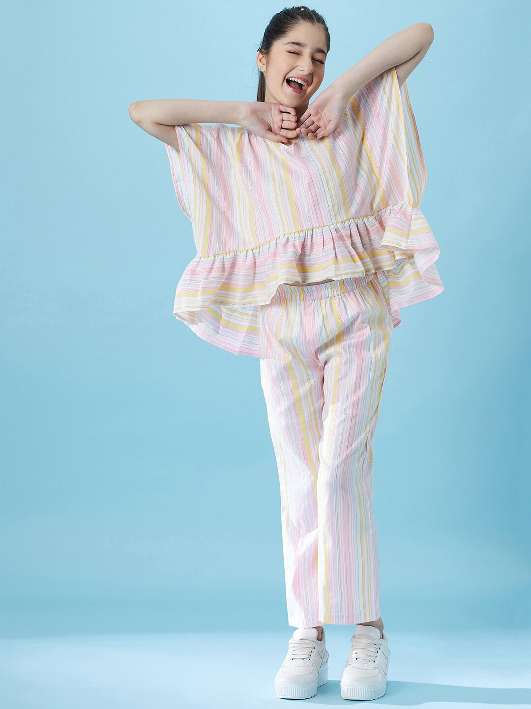 pspeaches Girls Striped Top with Trousers