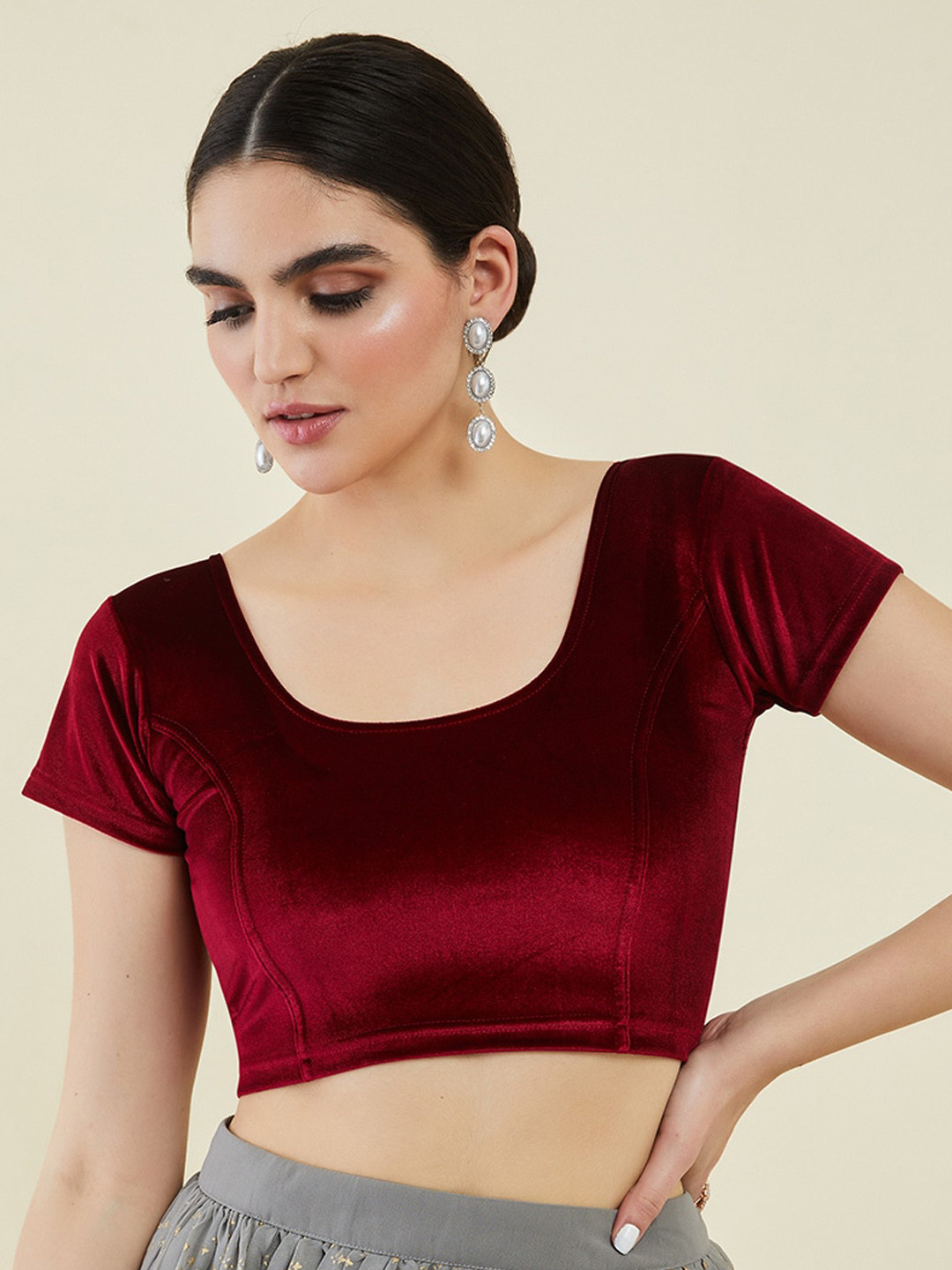 Soch Velvet Princess Cut Saree Blouse