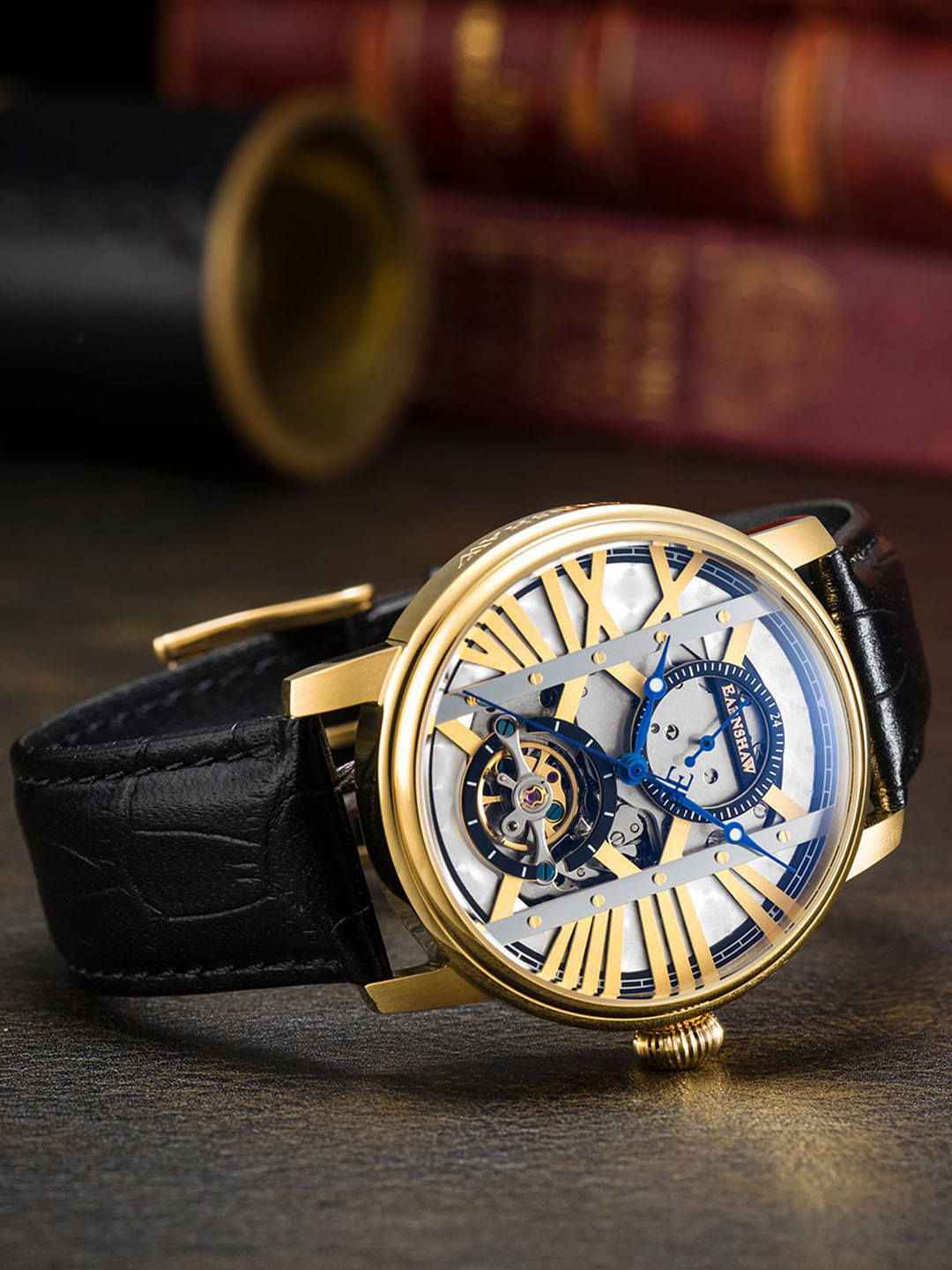 EARNSHAW Men Leather Bracelet Style Straps Analogue Automatic Watch ES-8095-02