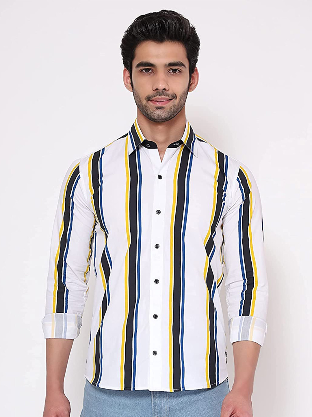 SHIRT THEORY Men Striped Casual Cotton Shirt