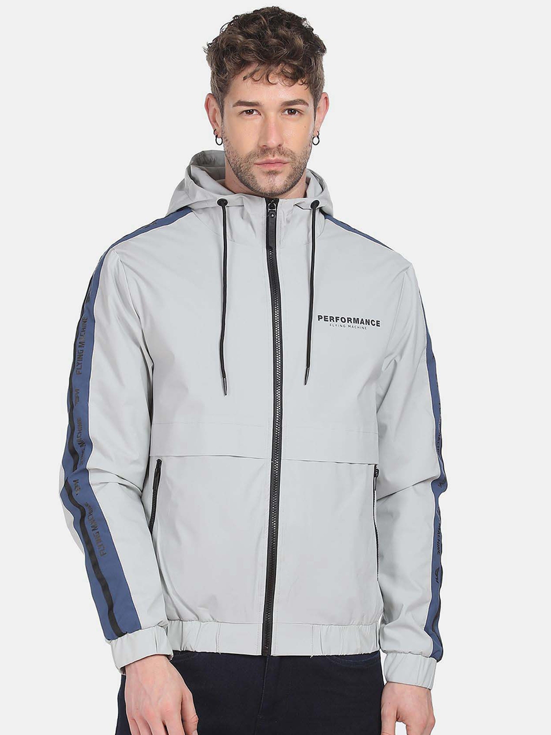 Flying Machine Men Hooded Long Sleeve Sporty Jacket