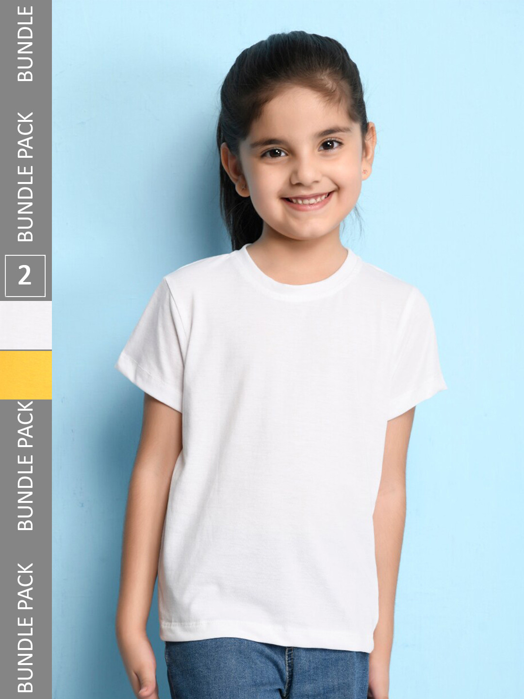 NUSYL Girls Pack Of 2 Round Neck T-shirt