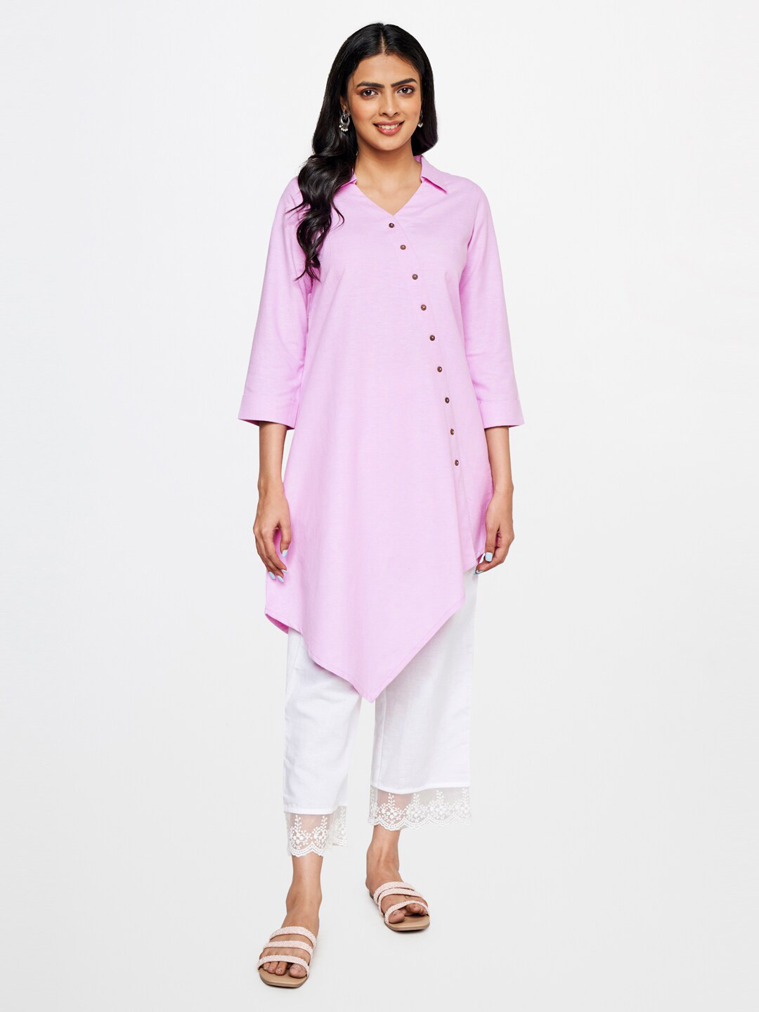 Global Desi Asymmetric Hem A-Line Kurta