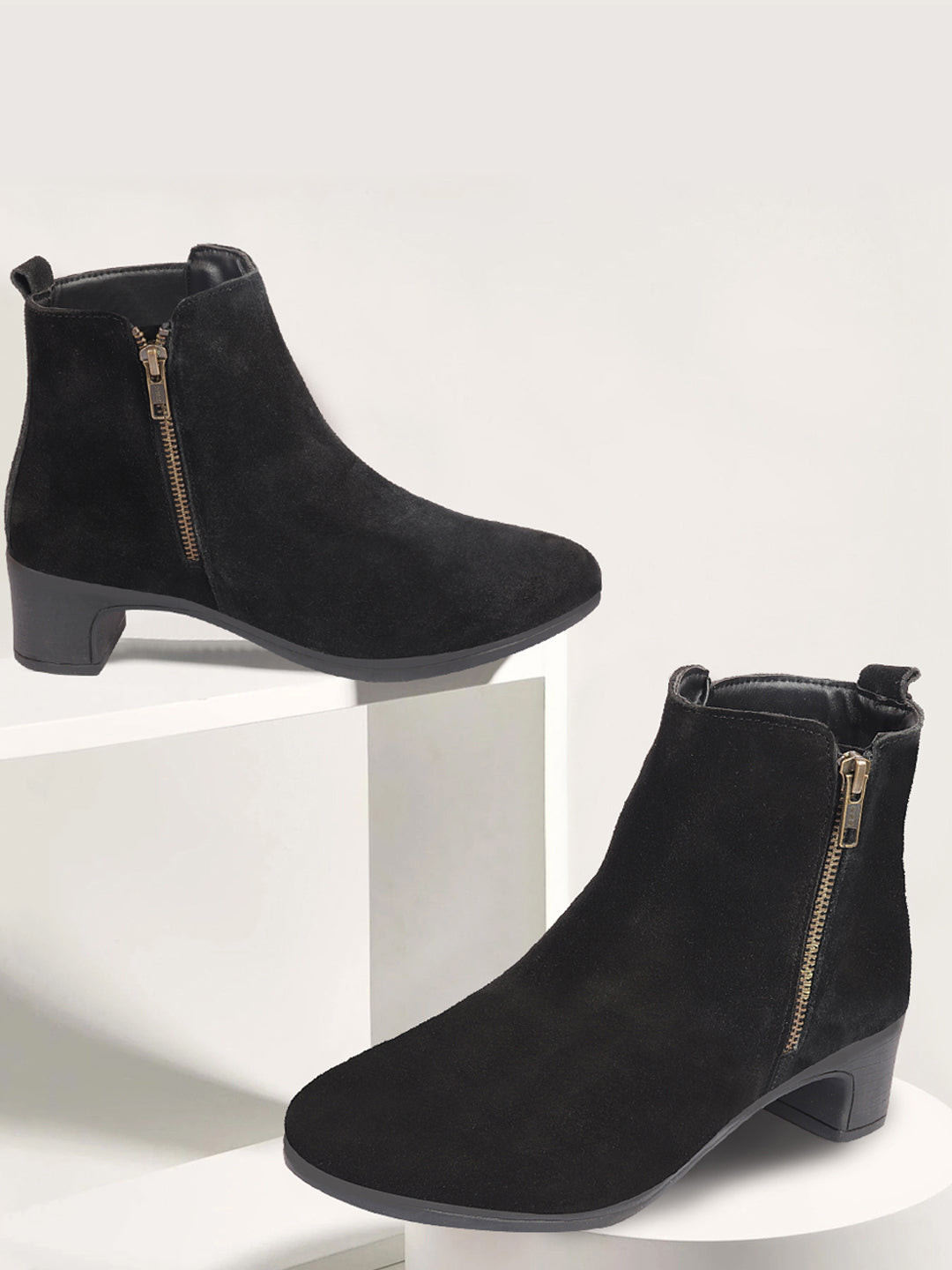 FAUSTO Women Heeled Mid-Top Chelsea Boots