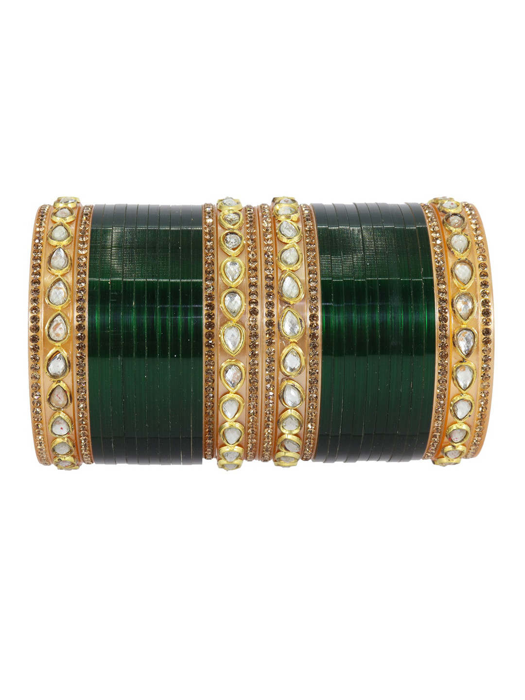 NMII Set Of 32 Gold-Plated Kundan-Studded Bangles