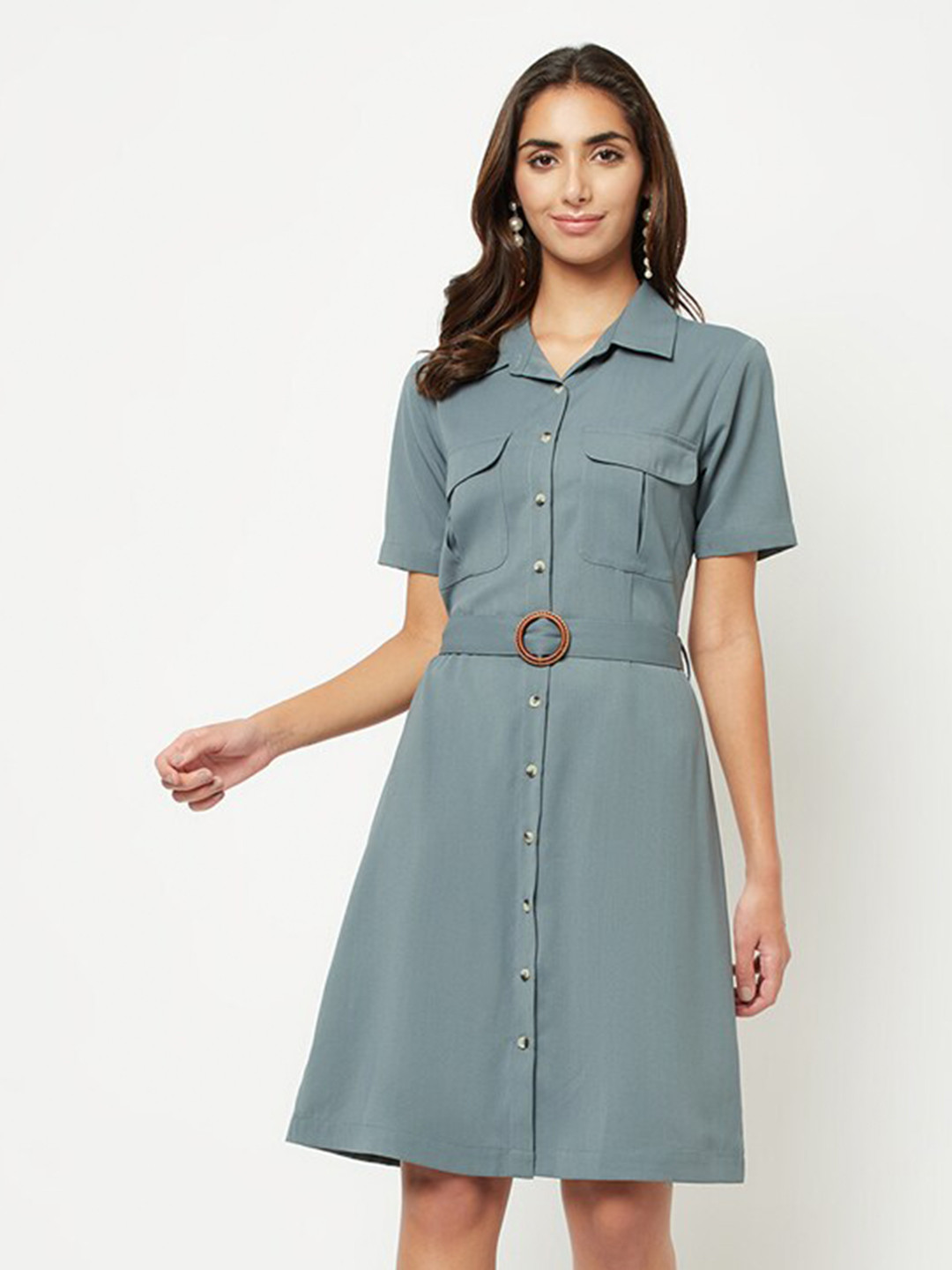 HOUSE OF S Blue Shirt Dress