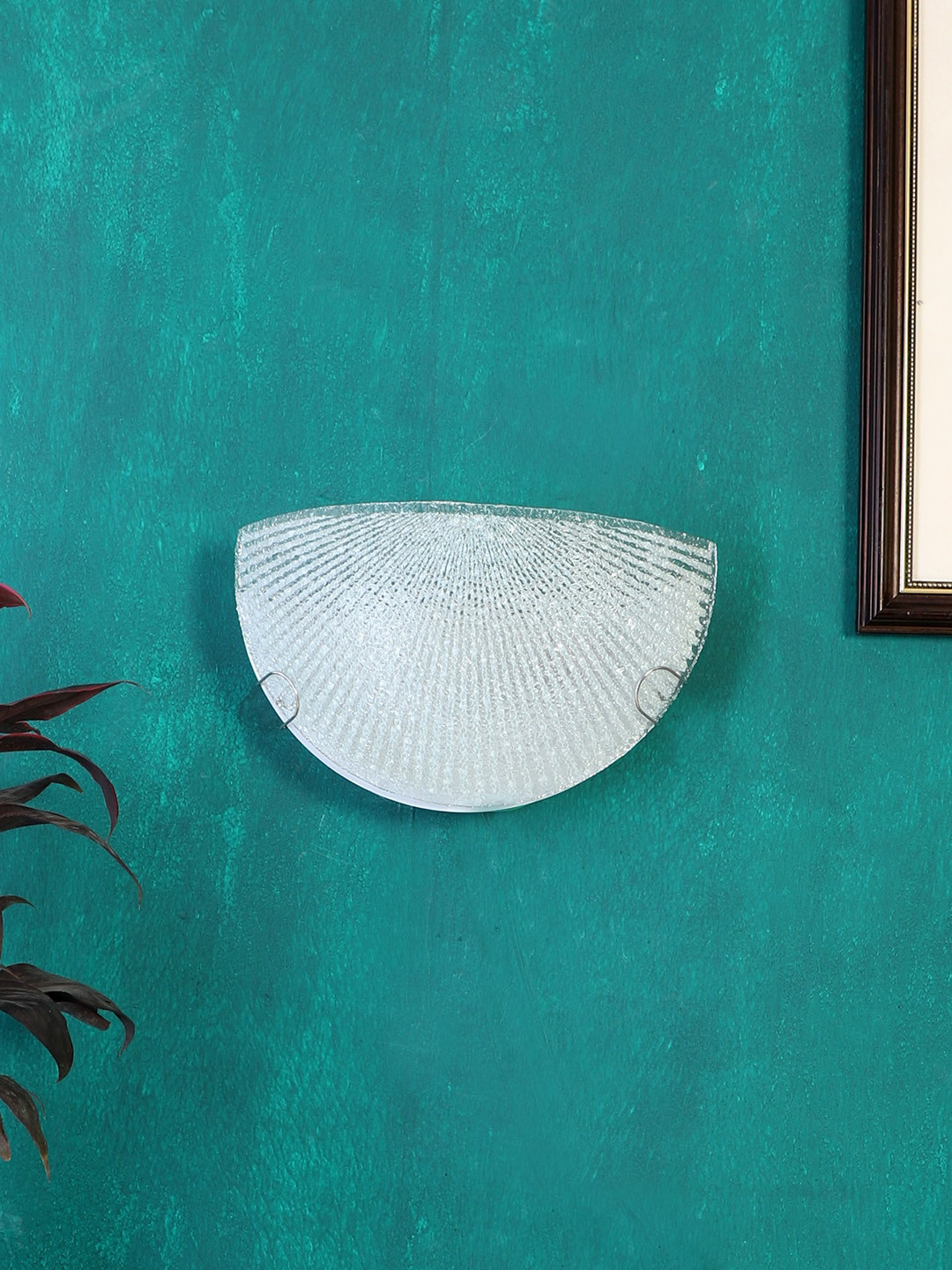 Devansh White Half Striped Glass Uplighter Wall Lamp