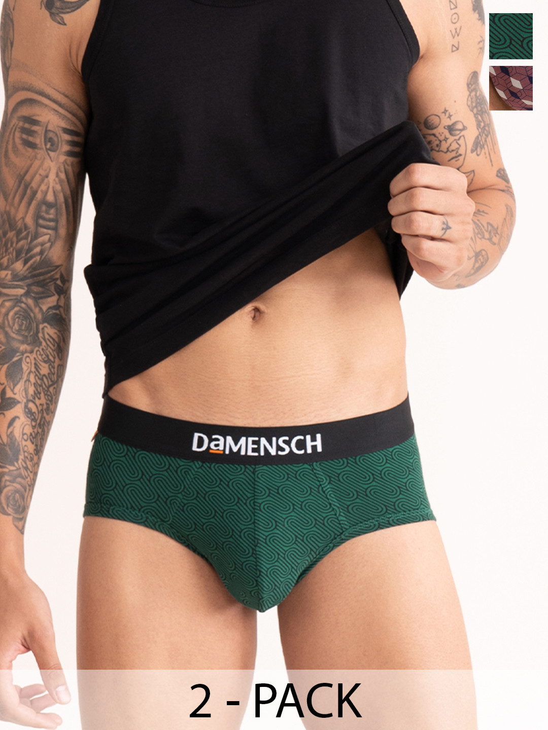 DAMENSCH Men Pack Of 2 Deo-Cotton Anti-Bacterial Moisture-Free Briefs
