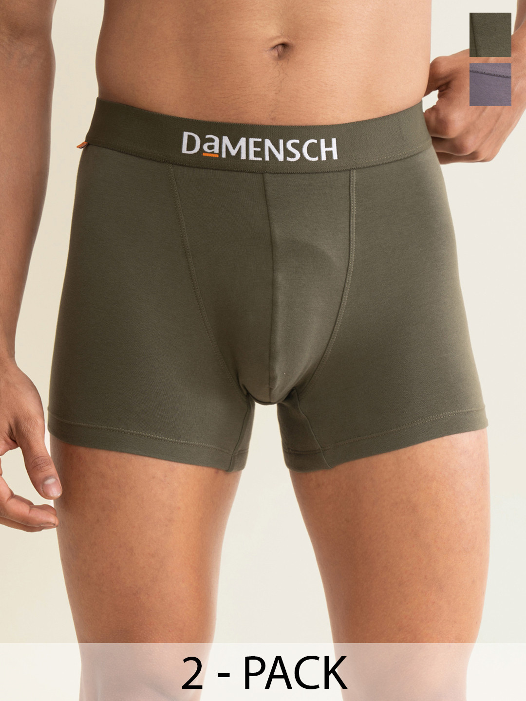DAMENSCH Men Pack of 2 Anti-Bacterial Deo-Cotton Trunks DAM-NE-CTST-T-RAE-ONG-PACK-2