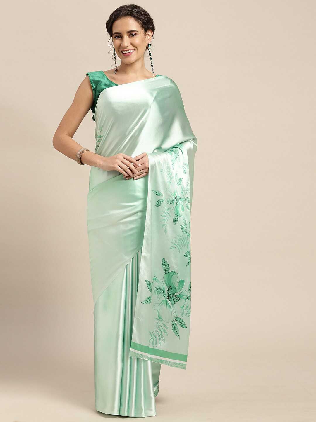 Mitera Floral Printed Banarasi Saree