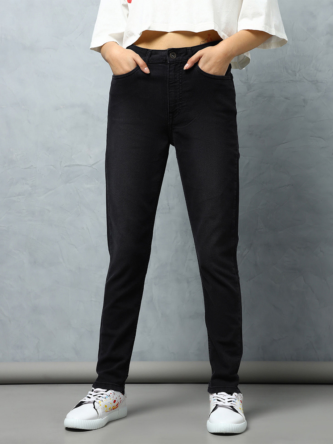 Flying Machine Women Skinny Fit High-Rise Stretchable Cotton Jeans