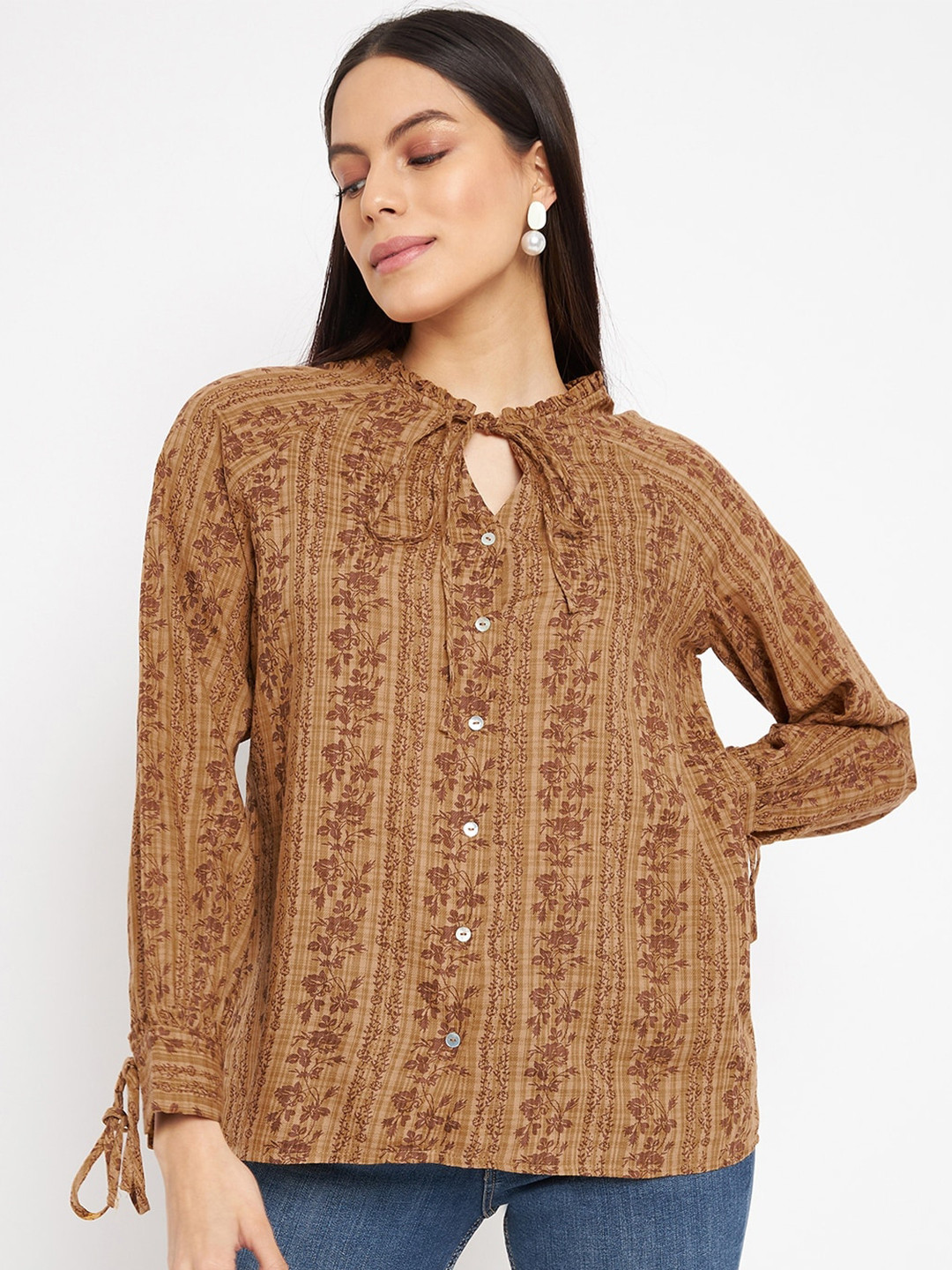 Madame Print Mandarin Collar Top