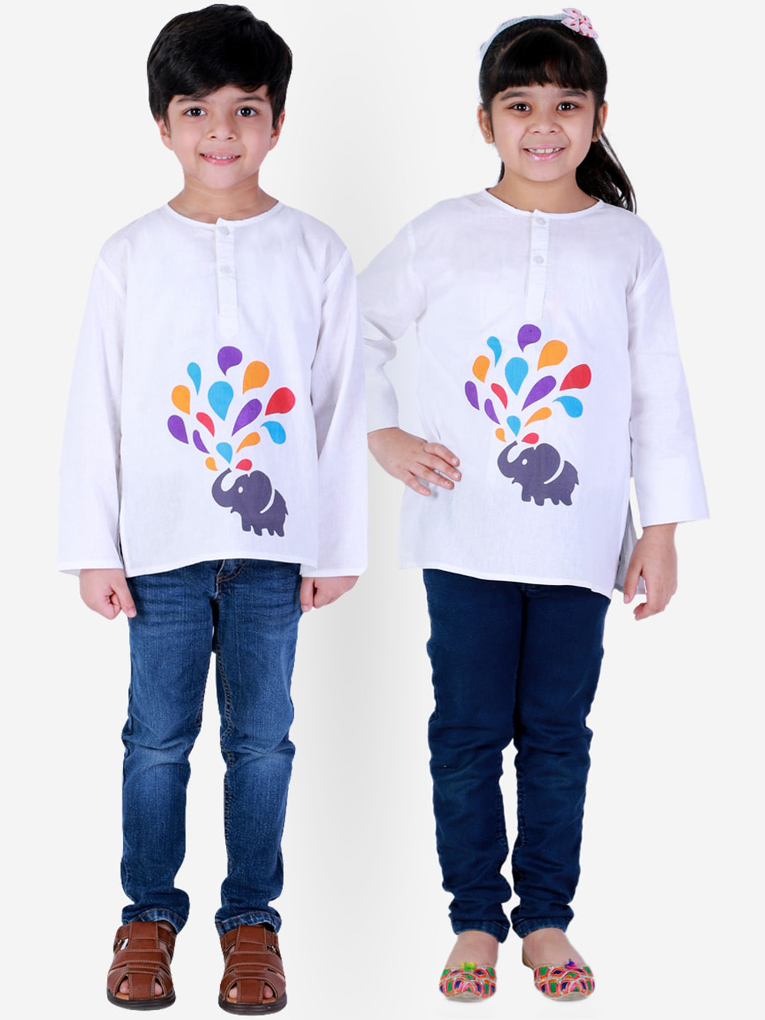 BownBee Kids Graphic Printed Cotton Kurta