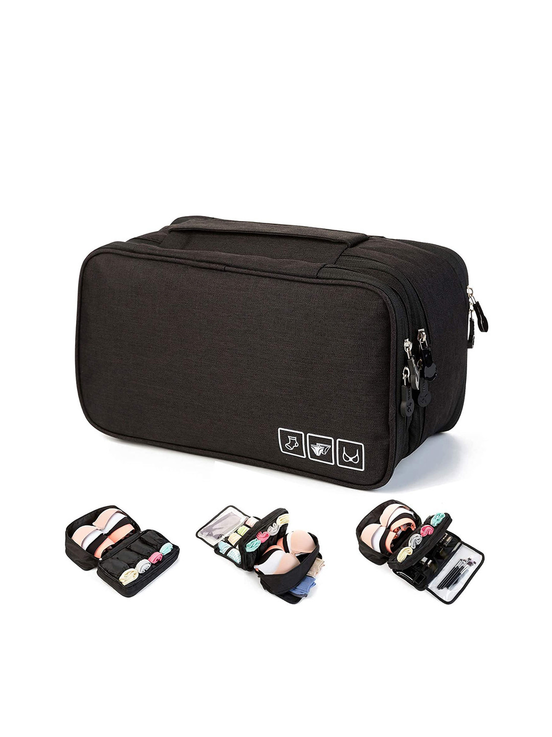 HOUSE OF QUIRK Black Textured Waterproof Storage Organiser