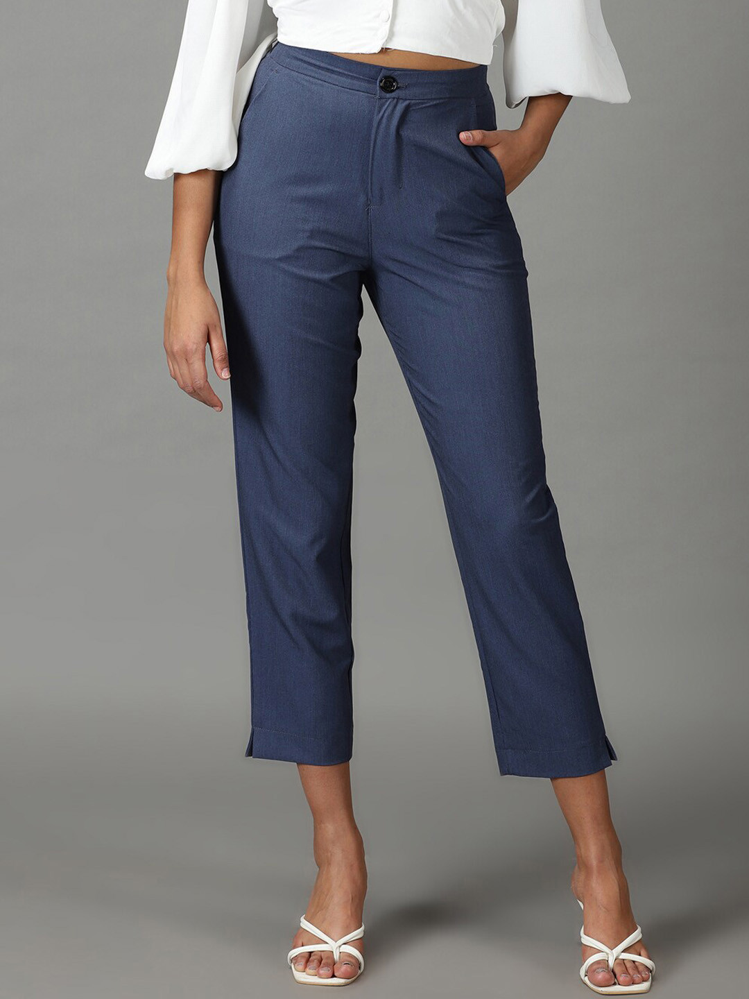 SHOWOFF Women Mom Fit Cotton Formal Trousers