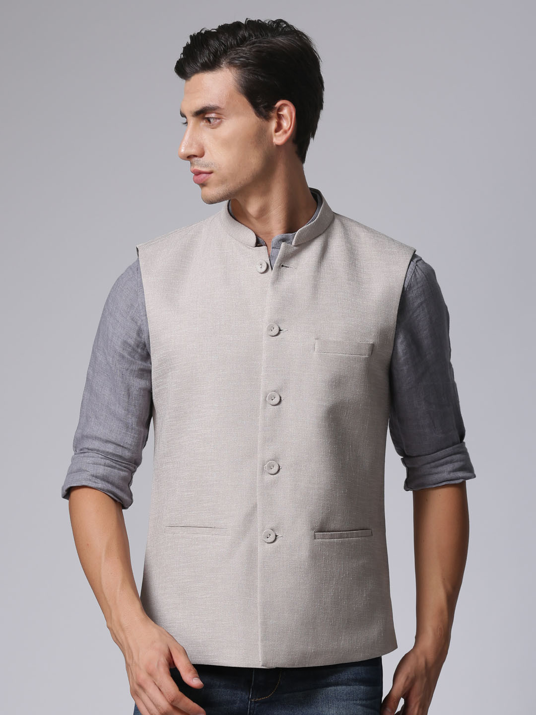 true blue nehru jacket