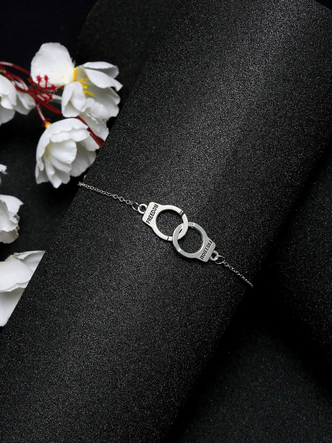 YouBella Women Silver-Plated Link Handcuff Bracelet