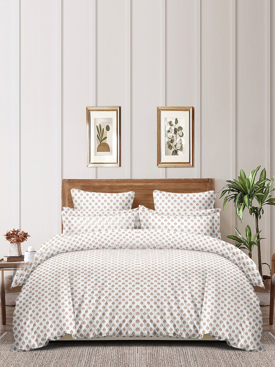 homewards White & Red Floral Microfiber AC Room 150 GSM Double Bed Comforter