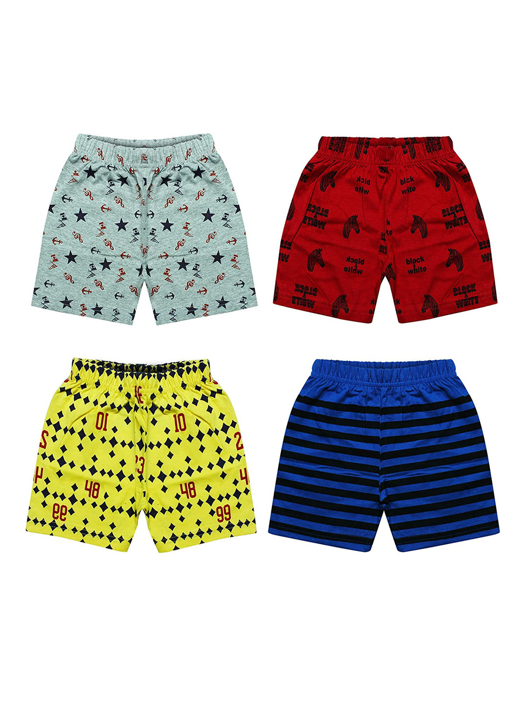MIST N FOGG Kids Pack Of 4 Printed Cotton Blend Shorts