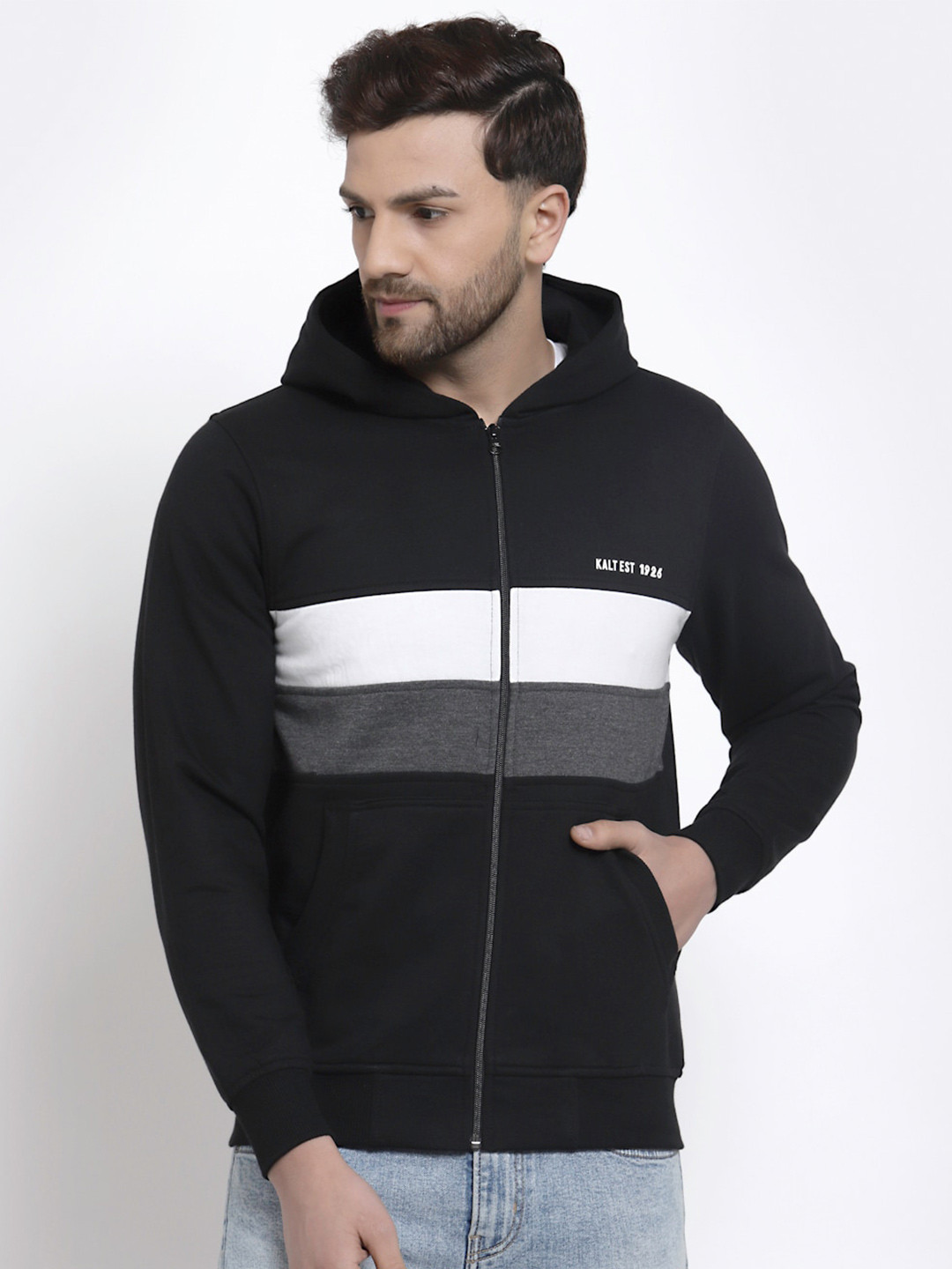 Kalt Men Colorblocked Fleece Sweatshirt