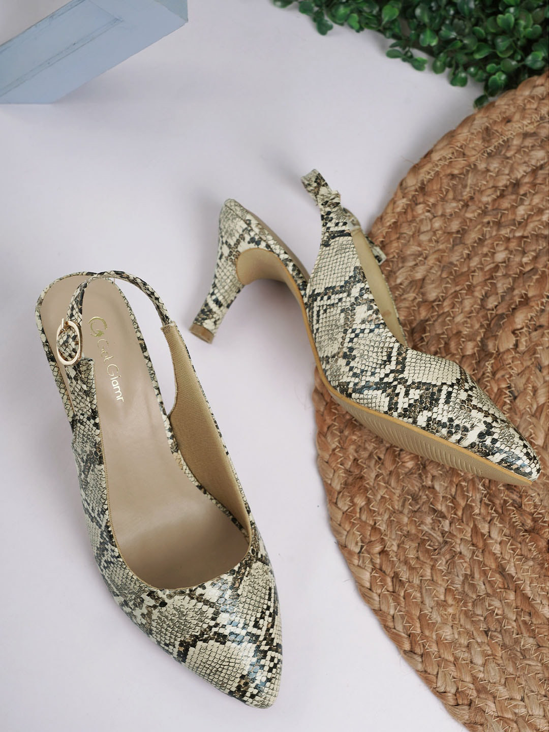 Get Glamr Animal Printed Kitten Pumps With Buckles