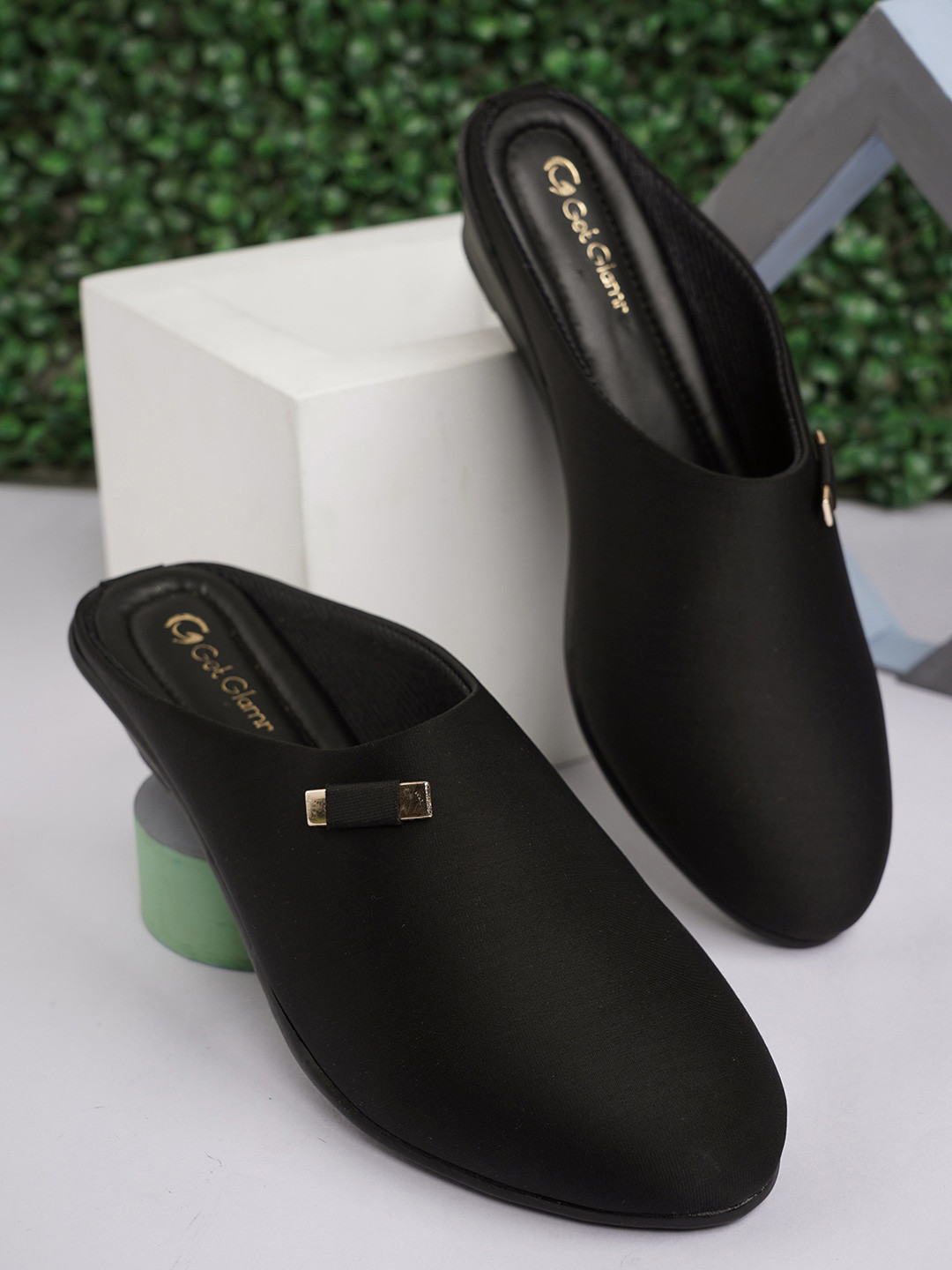 Get Glamr Round Toe Comfort Heels Mules