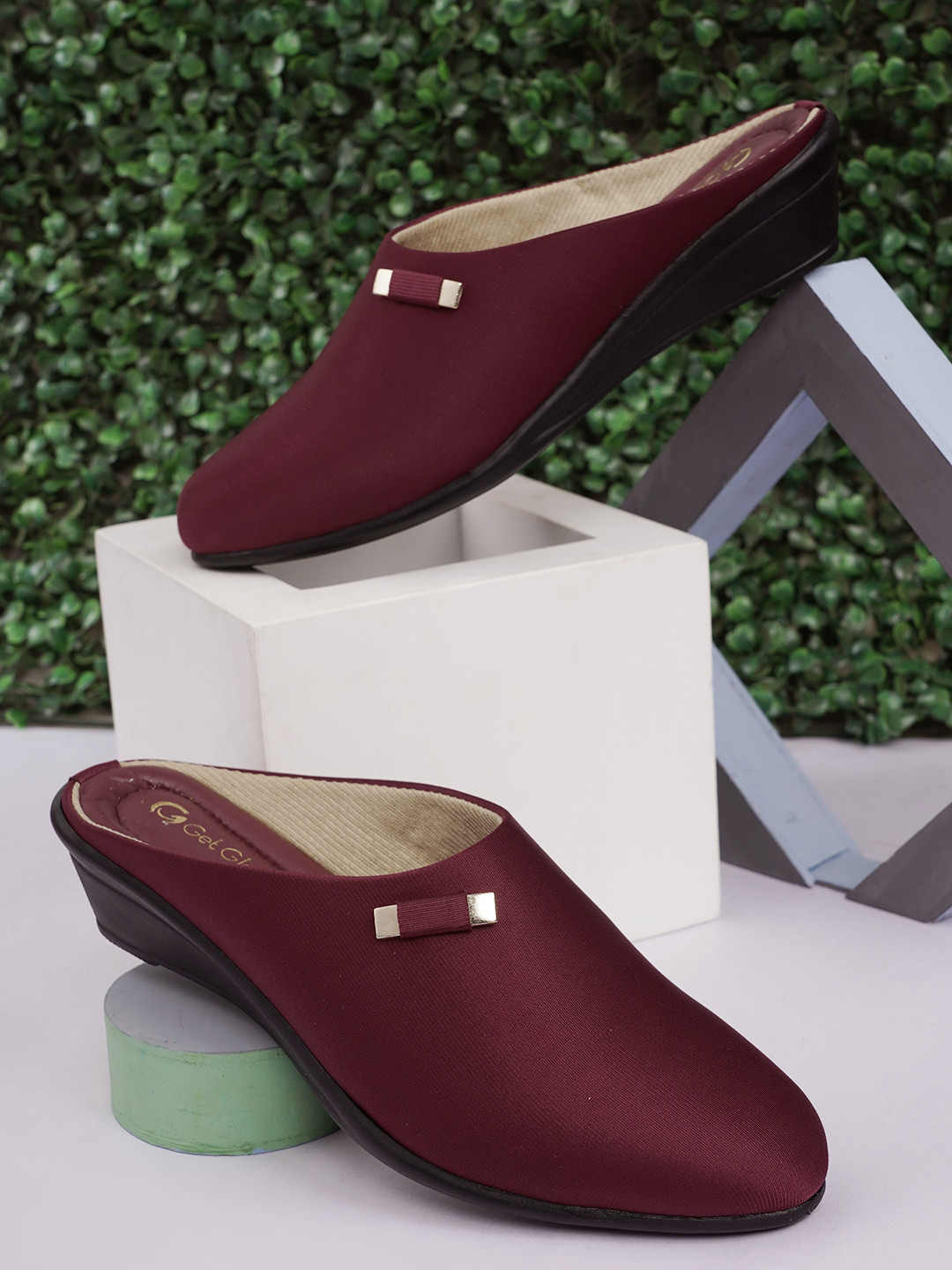 Get Glamr Round Toe Comfort Heels Mules