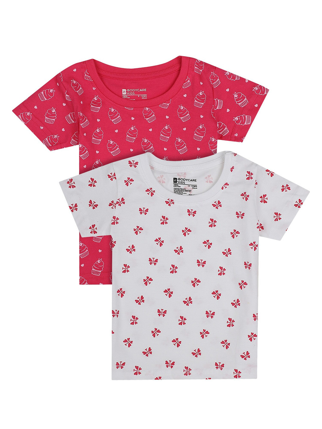Bodycare Kids Girls Antiviral & Antibacterial Pack Of 2 Conversational Printed Cotton T-shirt