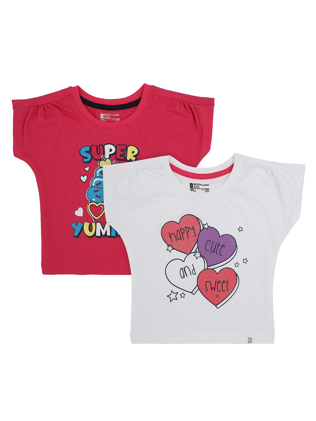 Bodycare Kids Girls Antiviral & Antibacterial Pack Of 2 Typography Printed Cotton T-shirt