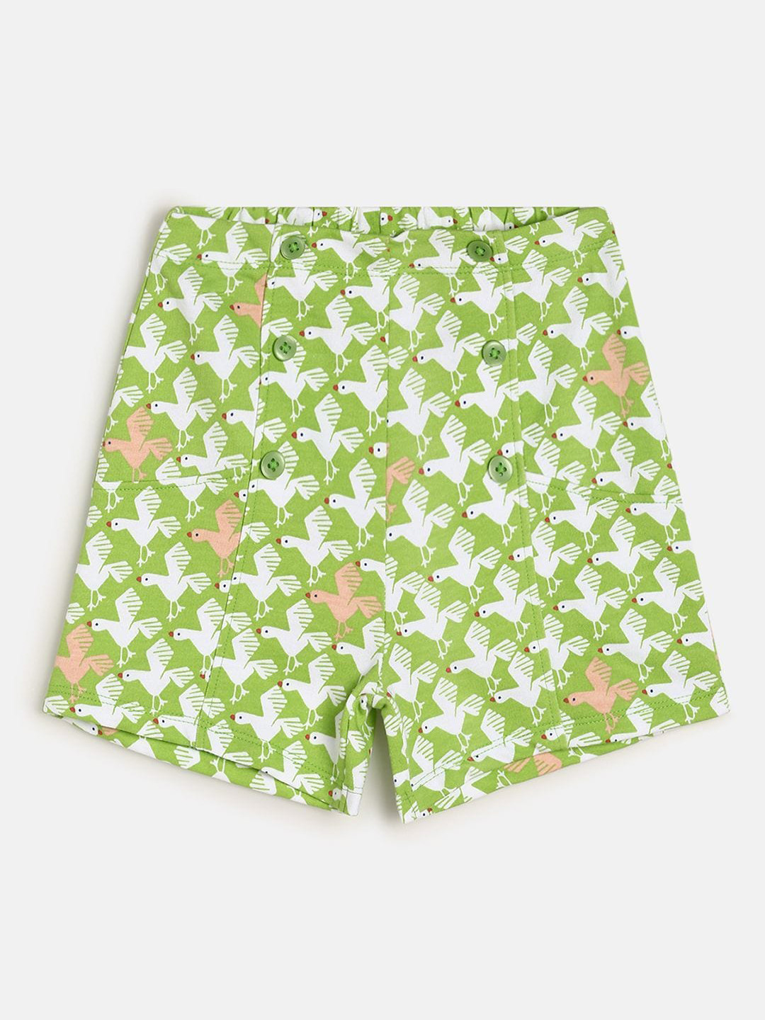 MINI KLUB Kids Girls Floral Printed Pure Cotton Mid Rise Shorts