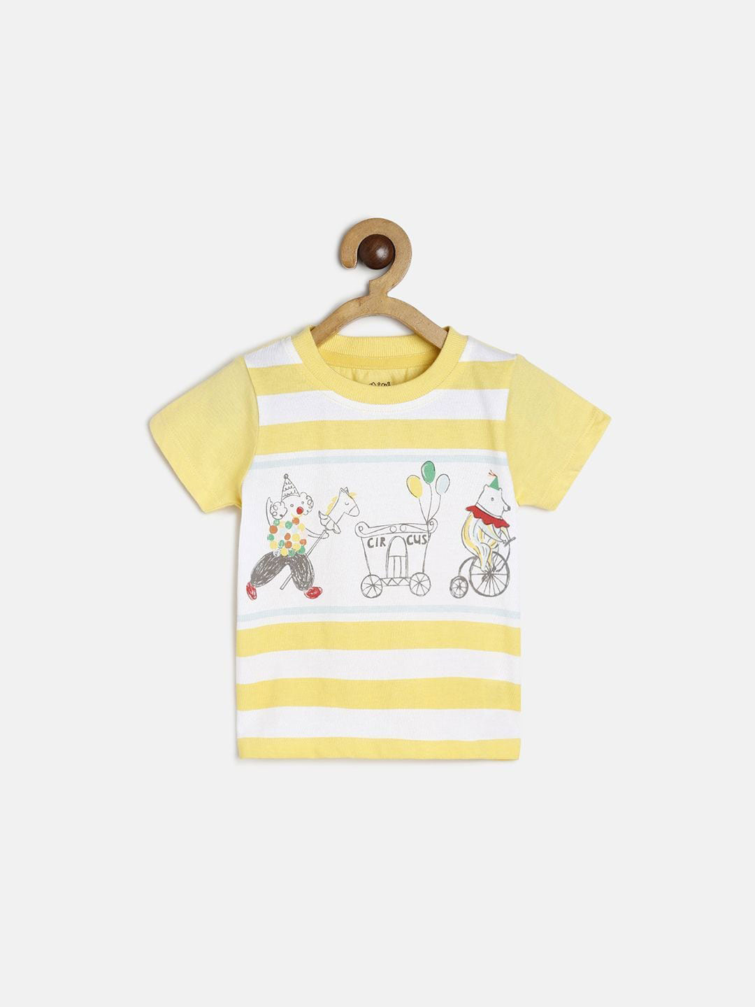 MINI KLUB Boys Yellow & White Striped T-shirt