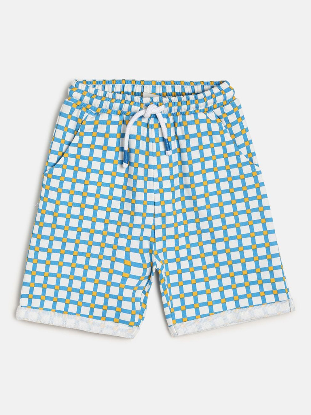 MINI KLUB Kids Boys Geometric Printed Pure Cotton Mid Rise Shorts
