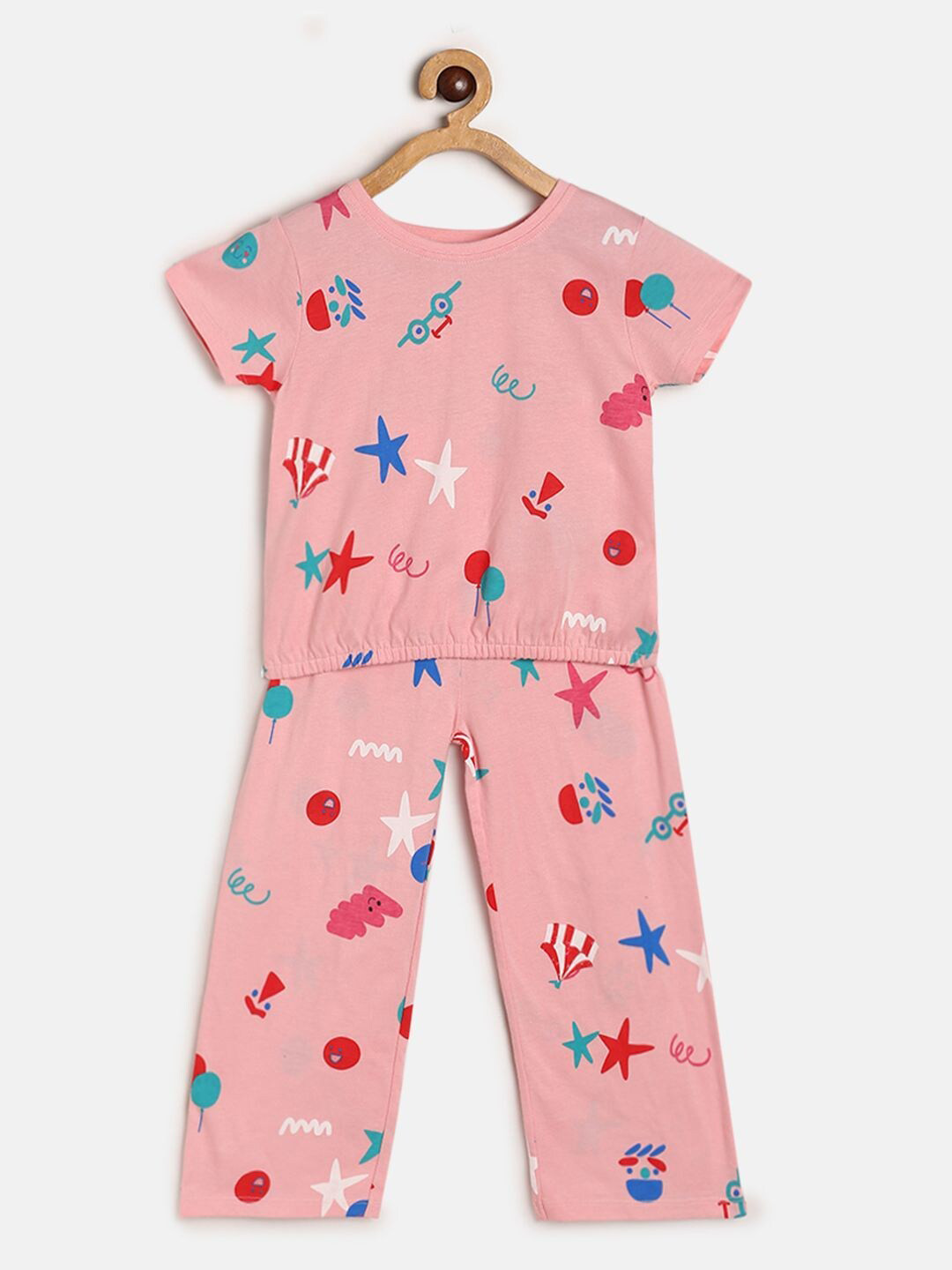 MINI KLUB Girls Conversational Printed Pure Cotton Night suit