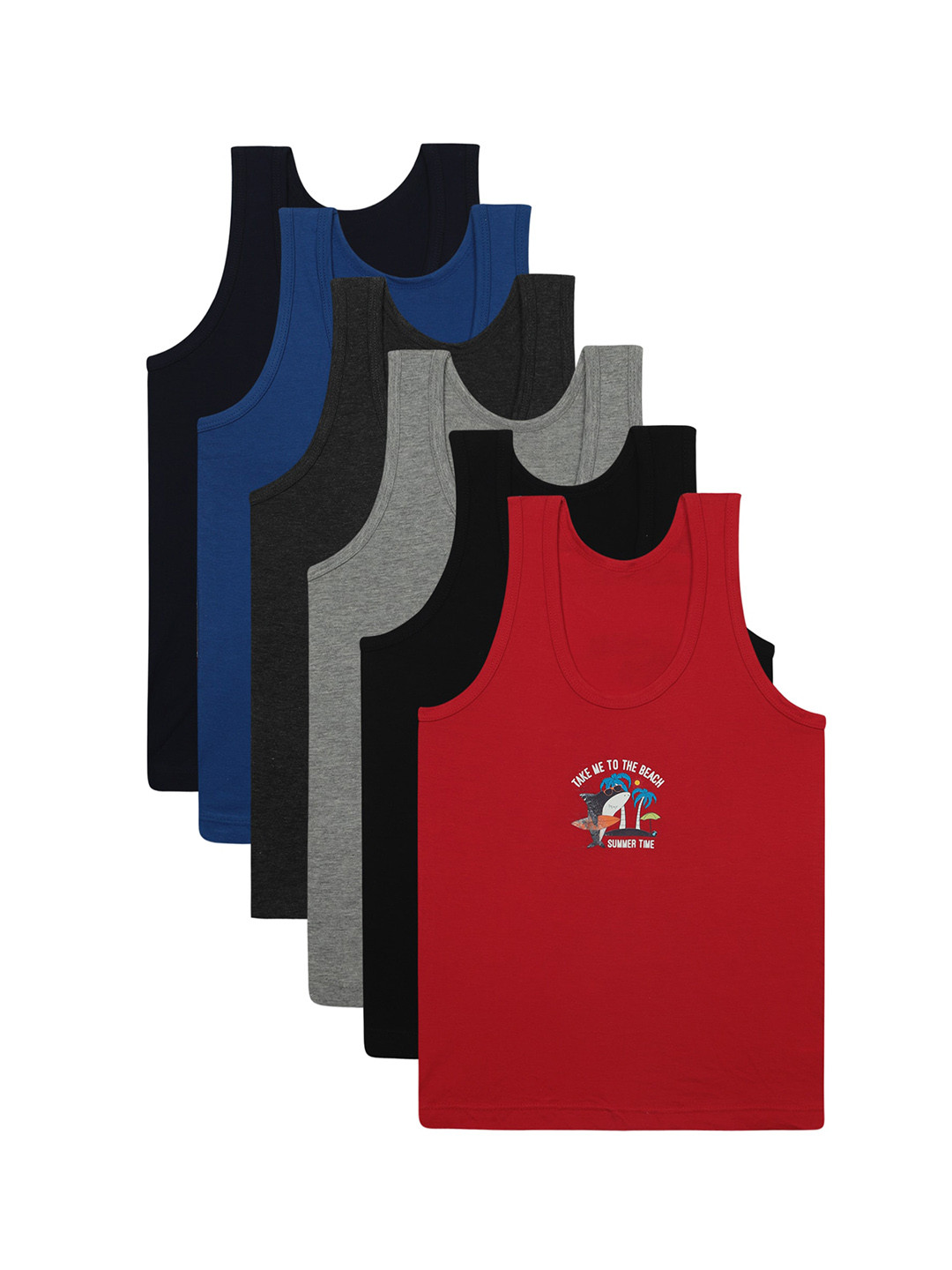 Bodycare Kids Boys Pack Of 6 Assorted Cotton Innerwear Vests