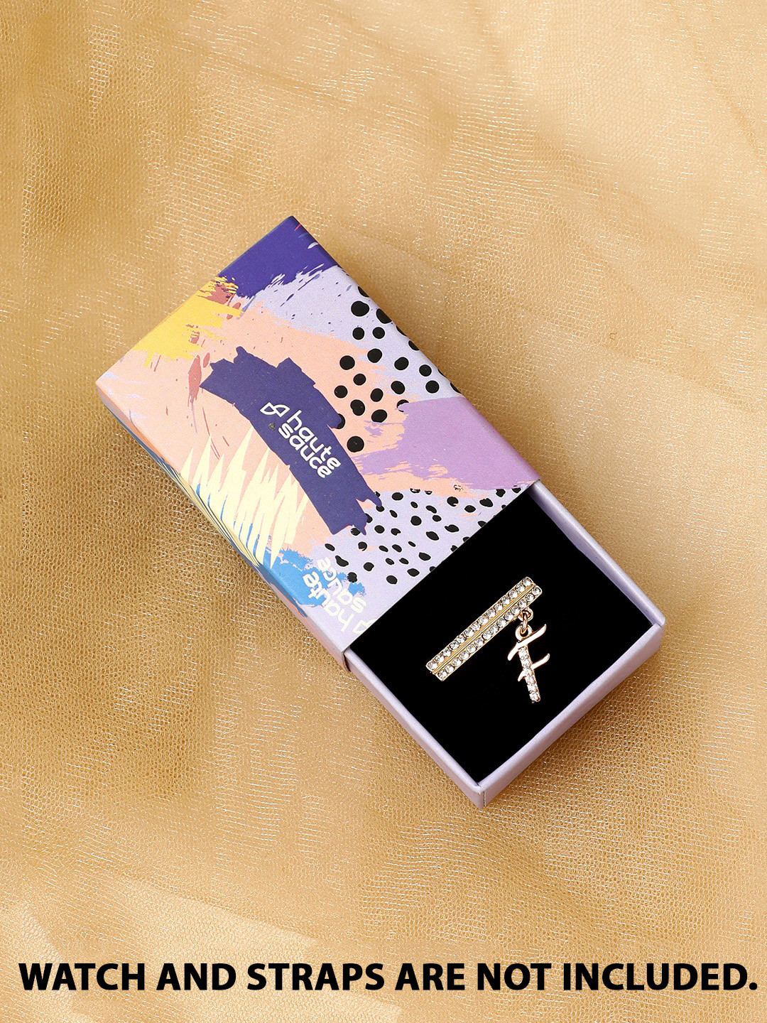 HAUTE SAUCE   Women F Letter Stone Studded Watch Charms