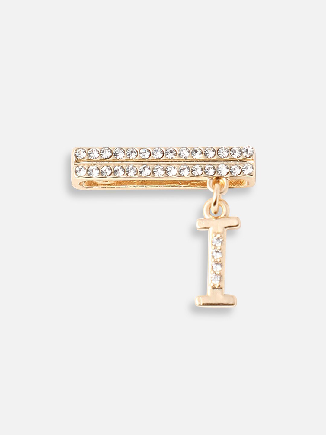 HAUTE SAUCE  Women Gold-Plated Stone Studded Initial I Watch Charms