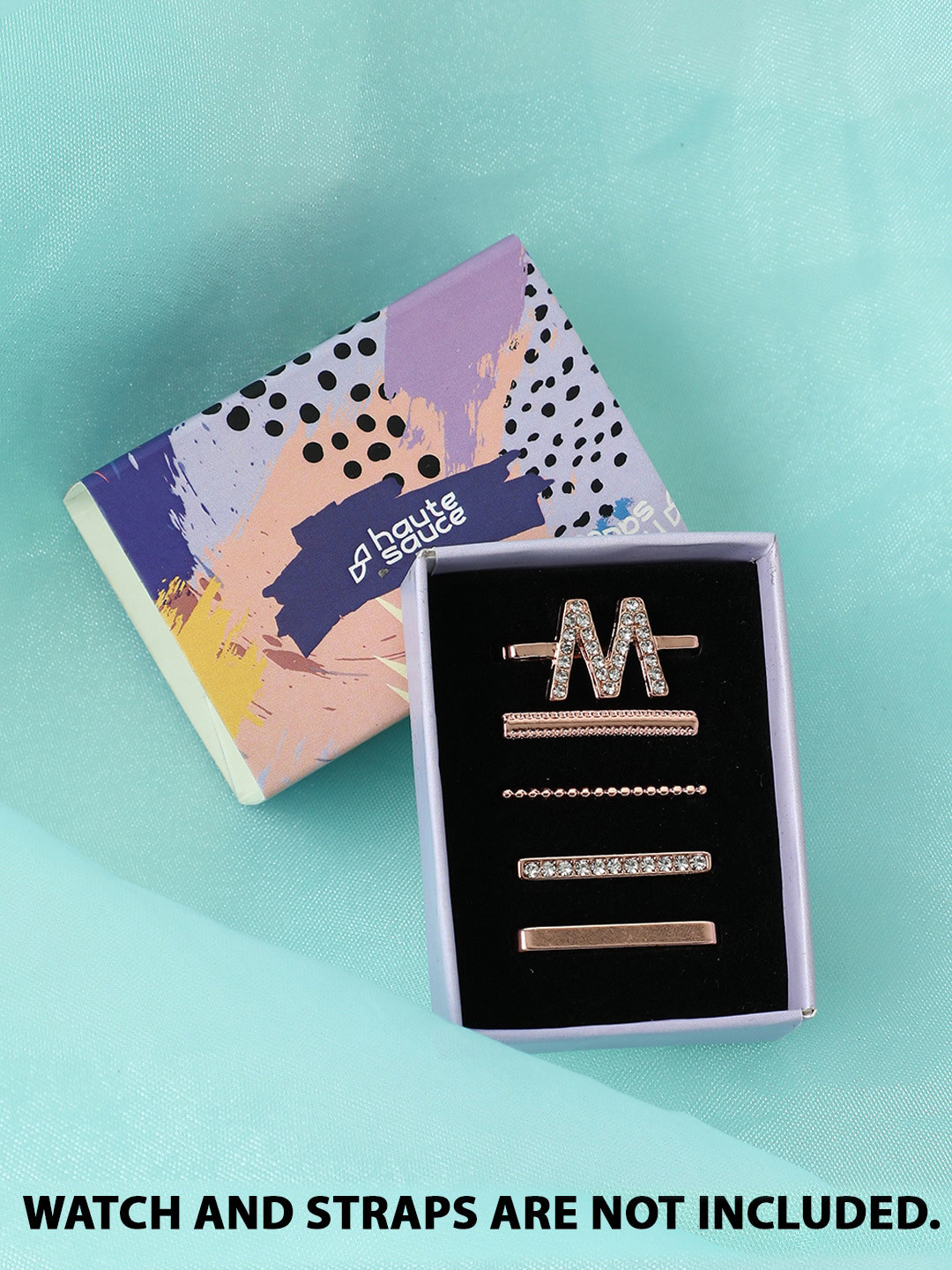 HAUTE SAUCE   Women Set of 5 Embellished Initial Watch Charms