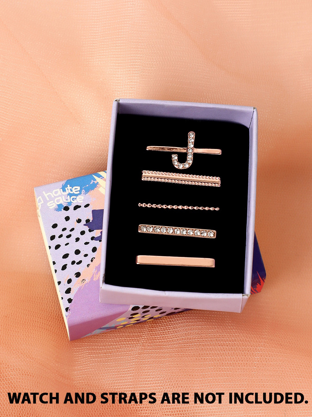 HAUTE SAUCE   Women Set of 5 Rose Gold-Plated Stone Studded Watch Charms