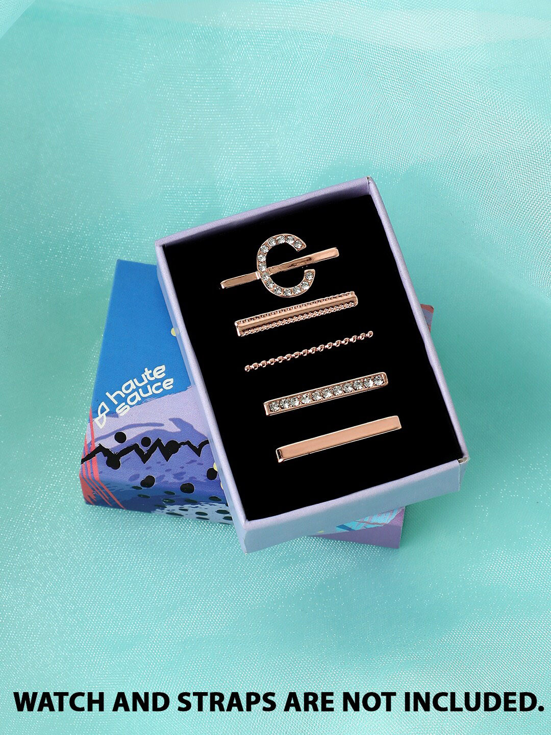 HAUTE SAUCE   Set of 5 Rose Gold-Plated Stone Studded Initial Watch Charms