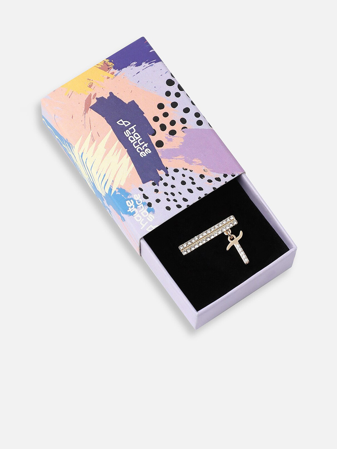 HAUTE SAUCE   Gold-Plated Stone-Studded Initial T Detail Watch Charm