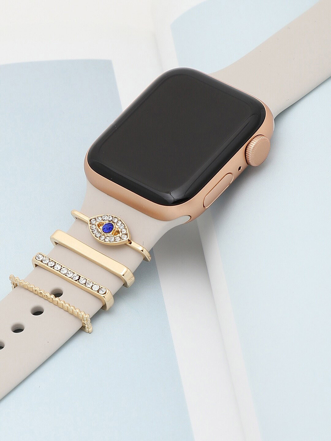 HAUTE SAUCE   4Pcs Gold-Plated Designer Stone Studded Watch Charm