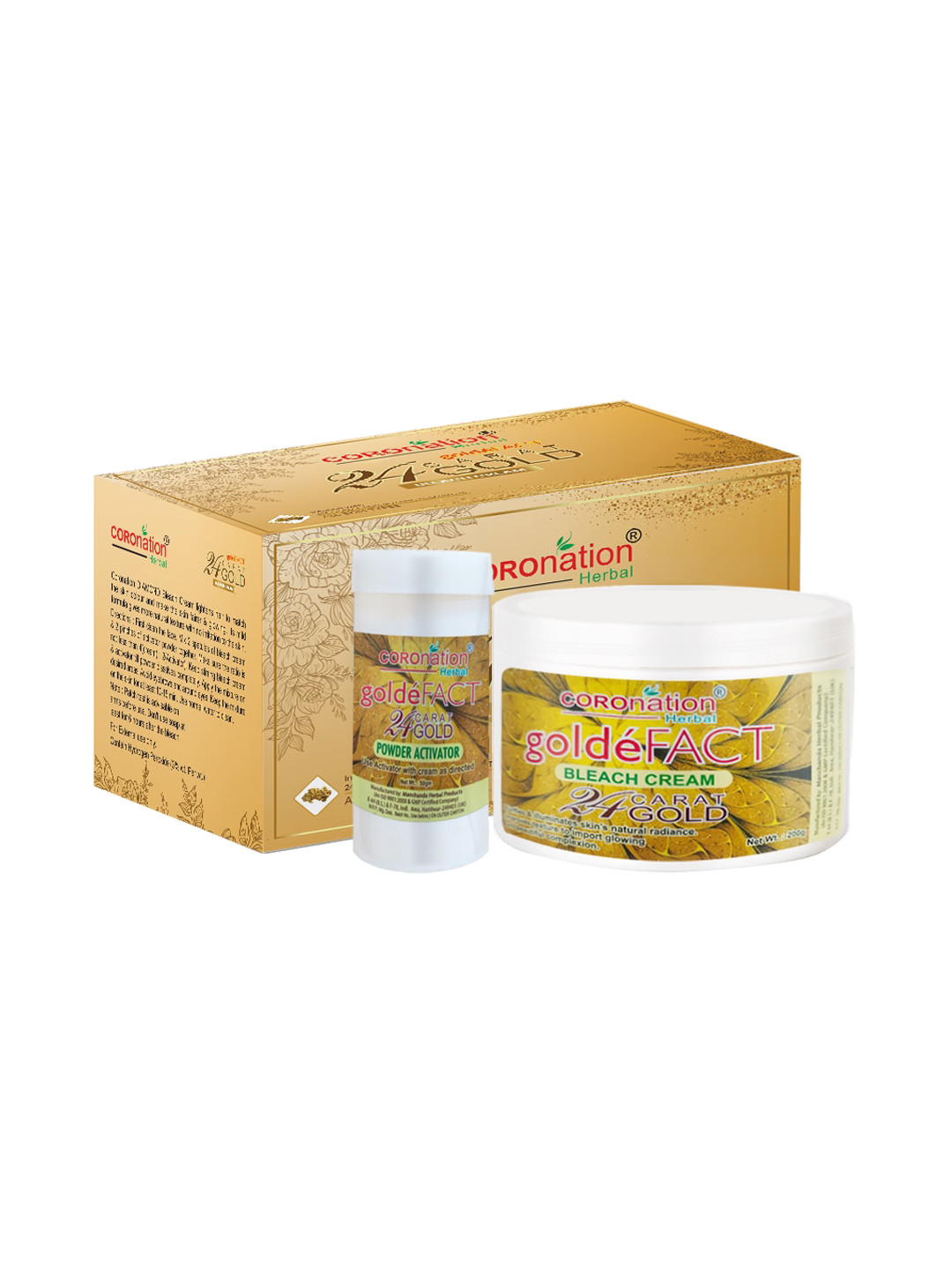 COROnation Herbal GoldeFact 24 Carat Gold Bleach Cream 200g with Powder Activator 50g