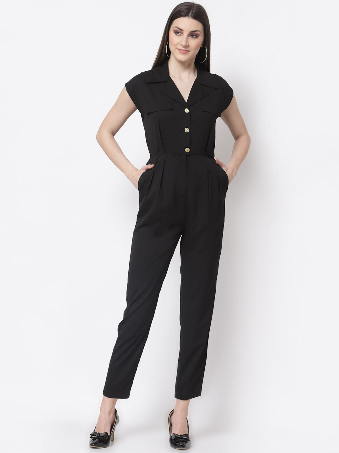 BLANC9 Women Short Sleeves Basic Jump suit