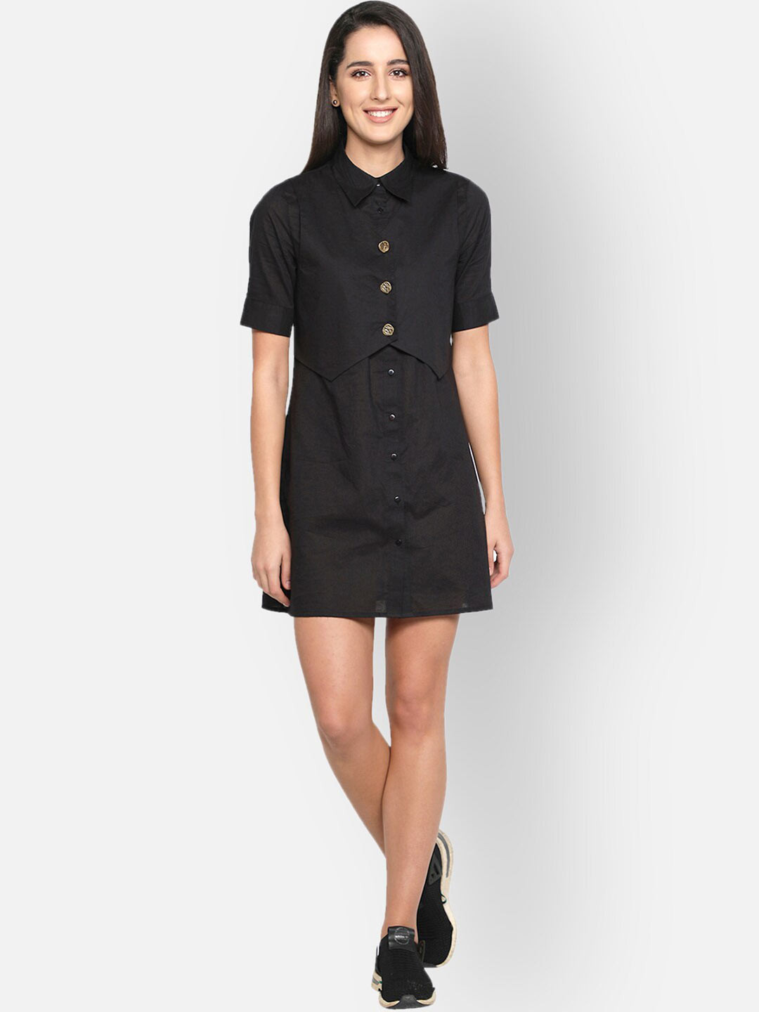 BLANC9 Layered Shirt Mini Cotton Dress