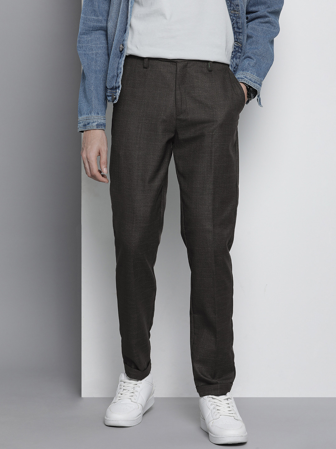 The Indian Garage Co Self Design Regular Fit Chinos Trousers