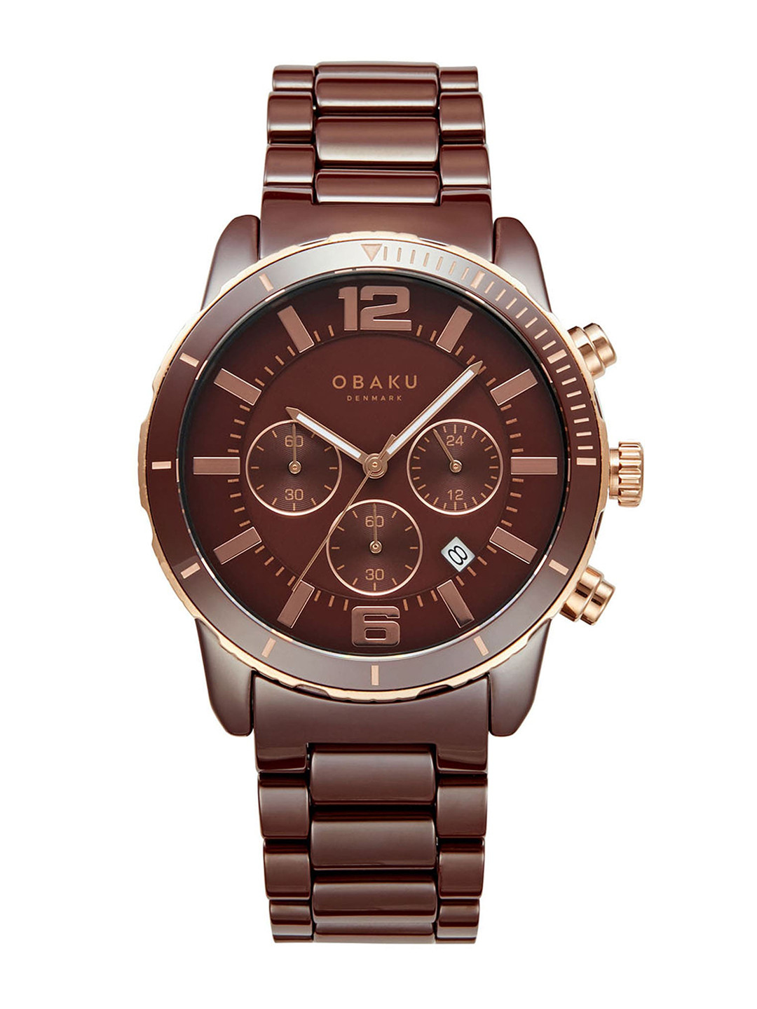 Obaku Men Ceramic Bracelet Style Straps Analogue Chronograph Watch V278GCXNCN