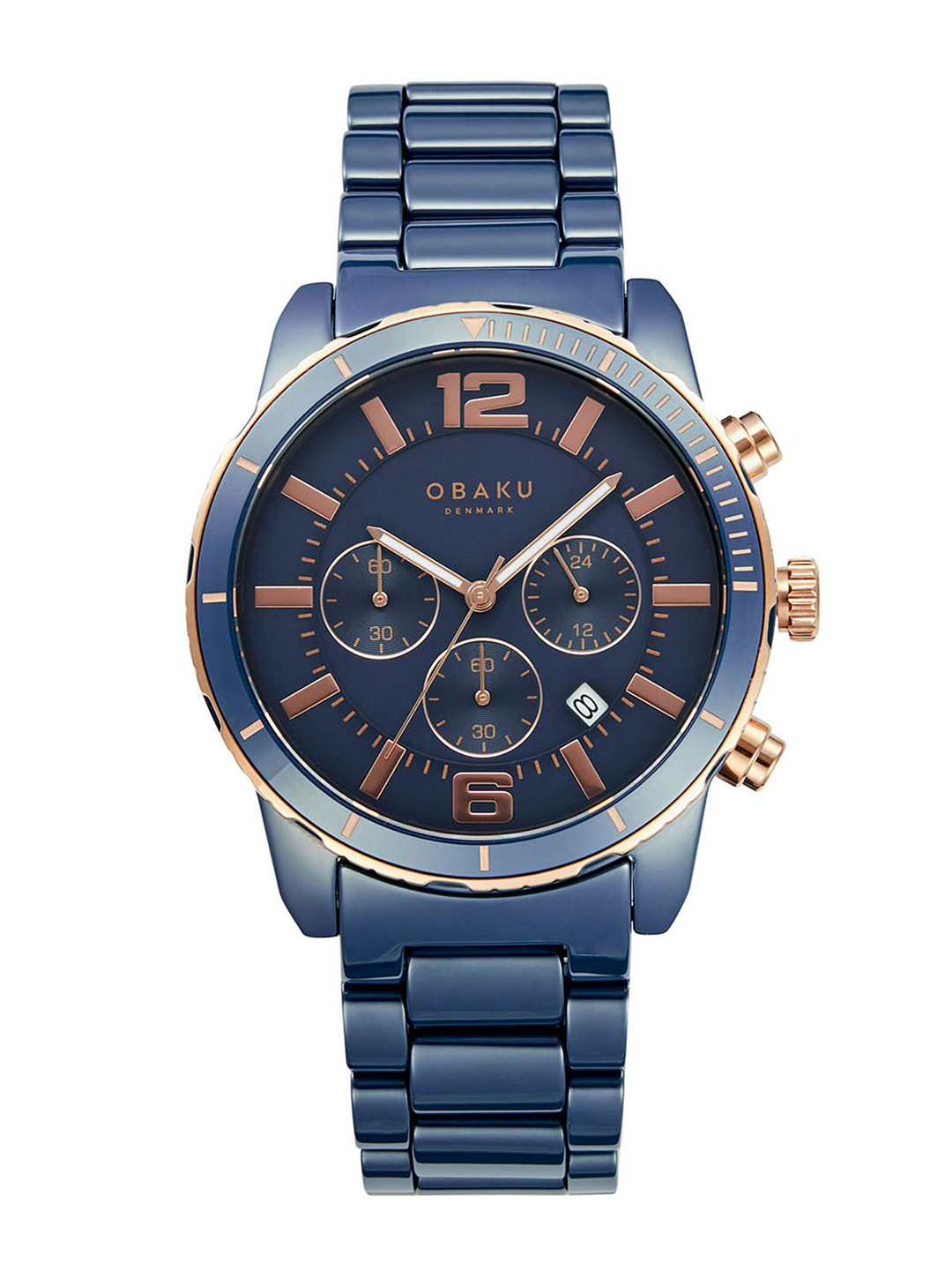 Obaku Men Ceramic Bracelet Style Straps Analogue Chronograph Watch V278GCSLCL
