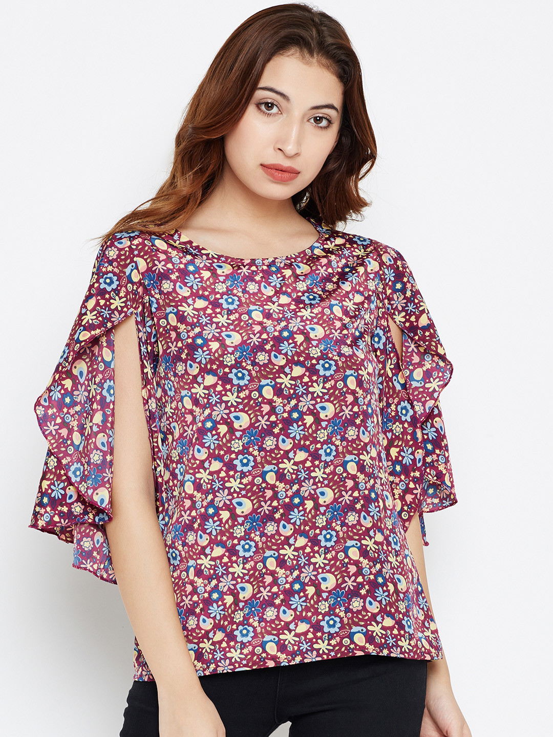 Style Quotient Women Burgundy Printed Top