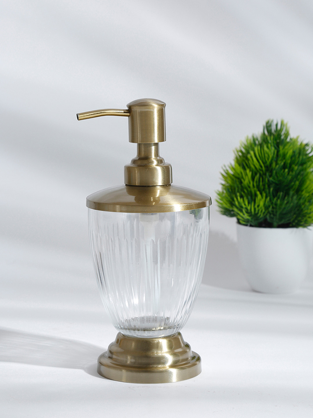 Fabindia Saral Transparent Textured Glass Soap Dispenser 250 ml