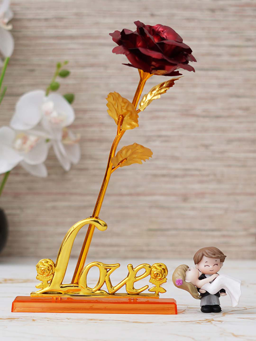 eCraftIndia 2 Pieces Red Table Decor Showpiece Gift Set